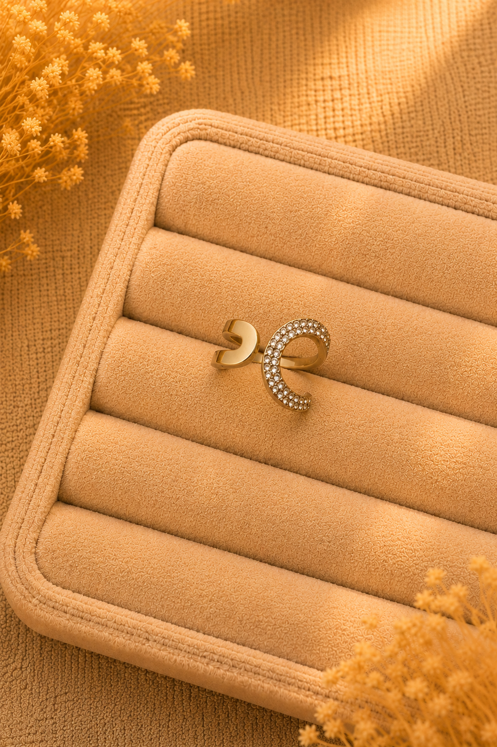 انگشتر زنانه مدل باز نگین‌دار | رنگ طلایی | یارا گالری