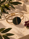 دستبند بنگل بازشو سبز و طلایی کد ۴۲۵